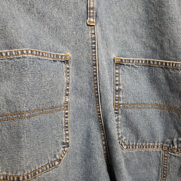 Squeeze Jeans overalls Medium denim shorts utility bib carpenter VINTAGE 90s - Picture 12 of 14